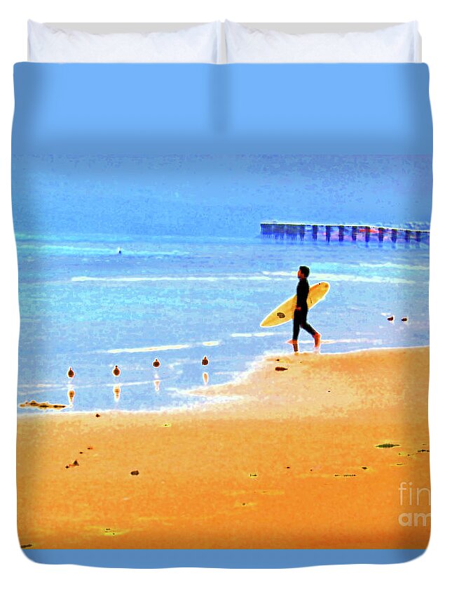 Surfer Duvet Cover featuring the photograph Spring Surfing by Becqi Sherman