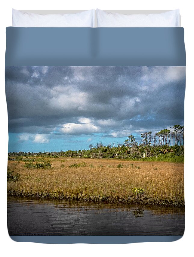 Barberville Roadside Yard Art And Produce Duvet Cover featuring the photograph Spruce Creek Park by Tom Singleton