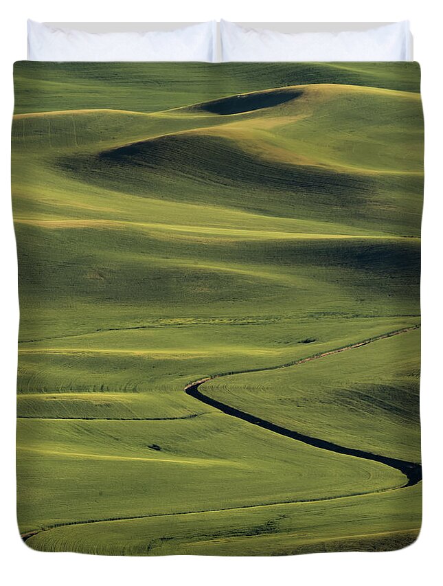 The Palouse Duvet Cover featuring the photograph SSSSS at the Palouse by Joe Kopp