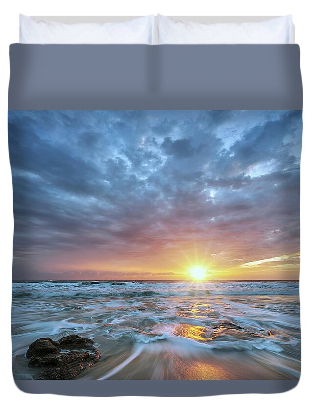 Decor Duvet Cover featuring the photograph St. Augusting Sunrise by Jon Glaser