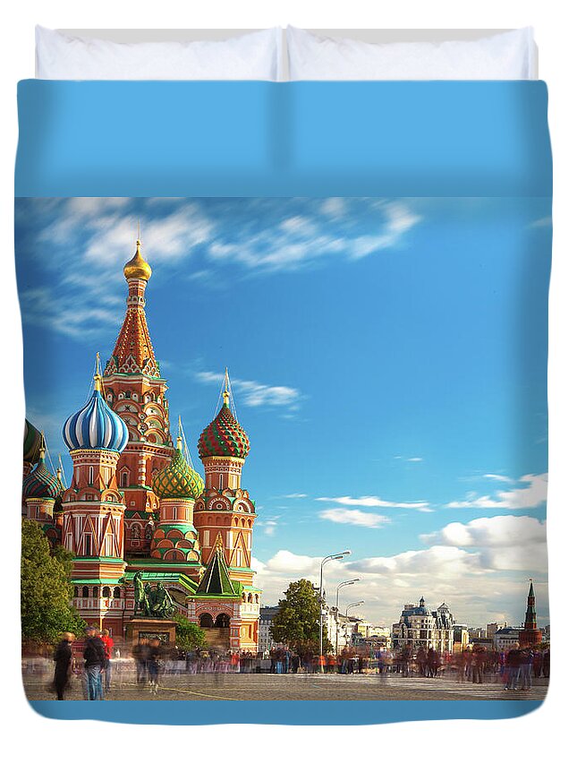 People Duvet Cover featuring the photograph St. Bashils Cathedral by Damir Karan