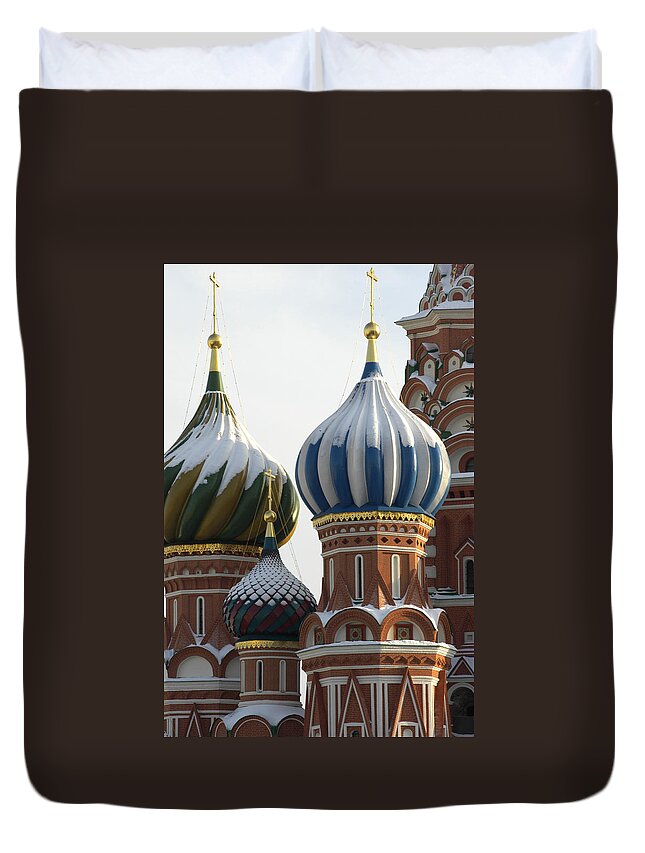 Snow Duvet Cover featuring the photograph St. Basil In Winter by Claudiad