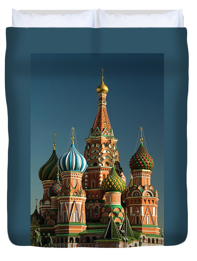 Built Structure Duvet Cover featuring the photograph St Basils Cathedral In Red Square by Georgeclerk