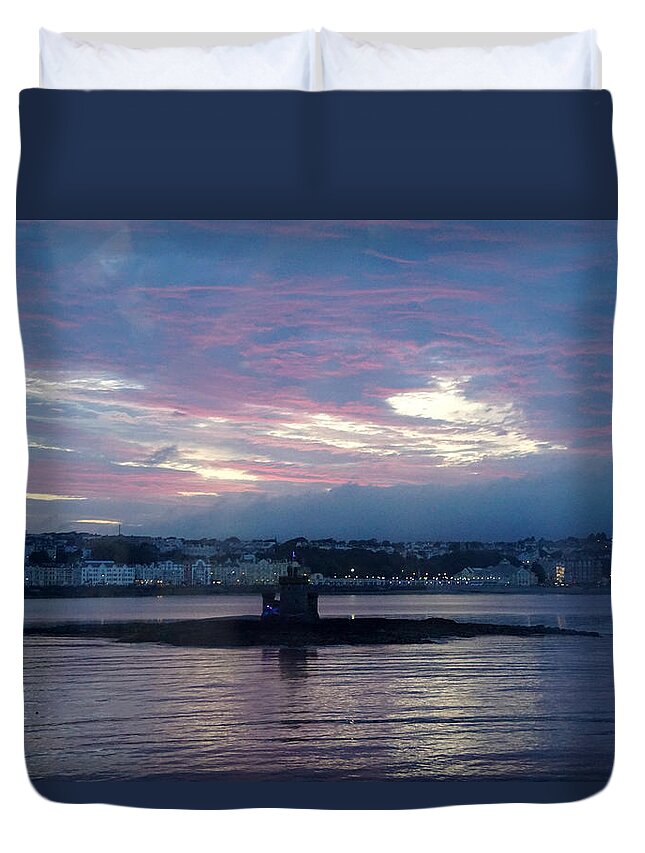 Connister Rock Duvet Cover featuring the photograph St. Mary's Isle and Douglas Bay by Jolly Van der Velden