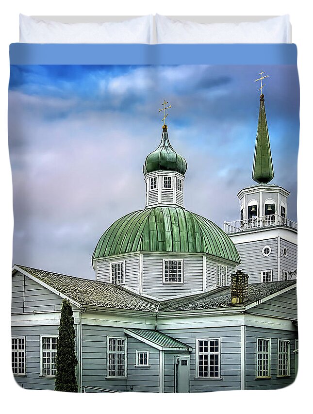Landmark Duvet Cover featuring the photograph St. Michael Cathedral by Maria Coulson