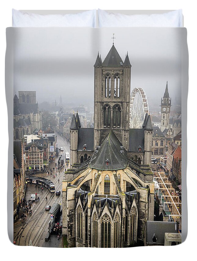 Nicholas Duvet Cover featuring the photograph St. Nicholas Church, Ghent. by Pablo Lopez