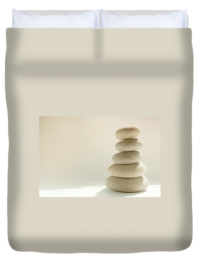 Teamwork Duvet Cover featuring the photograph Stacked Rocks by Zuki