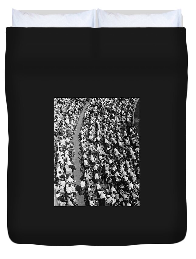 Crowd Duvet Cover featuring the photograph Stadium Crowd by George Marks