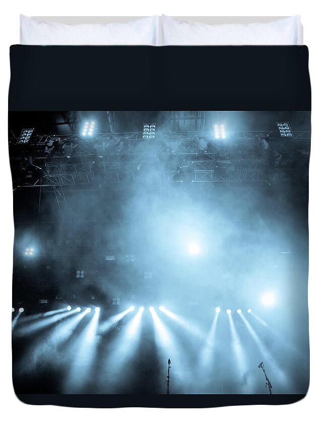 Rock Music Duvet Cover featuring the photograph Stage Lights by Nikada