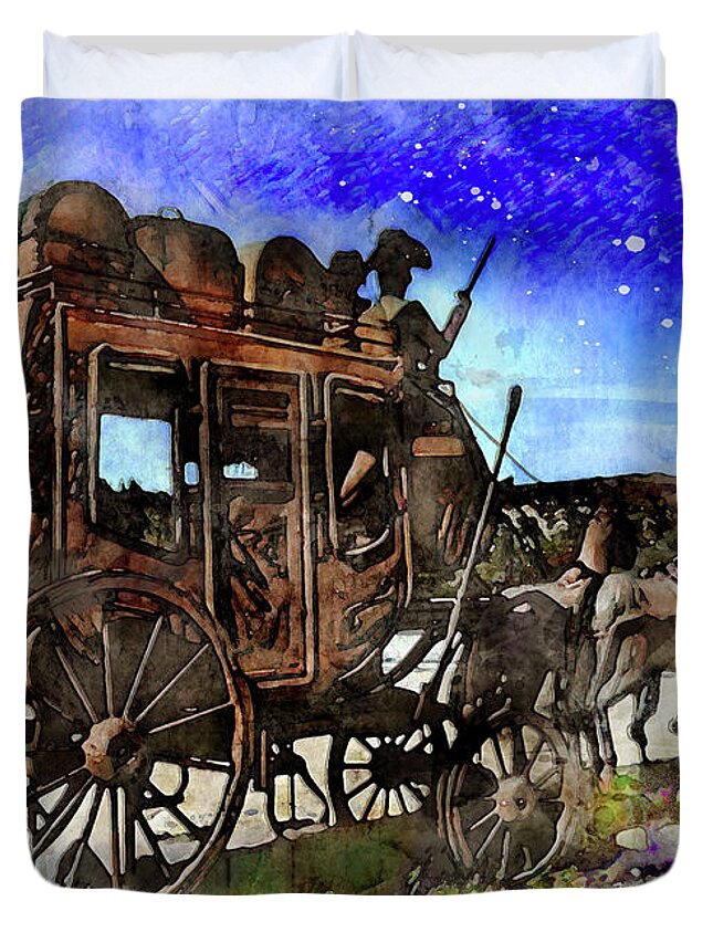 Stagecoach Duvet Cover featuring the digital art Stagecoach by Mark Jackson