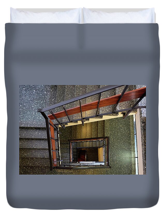 Stairs Duvet Cover featuring the photograph Stairs Going Square by Inge Elewaut