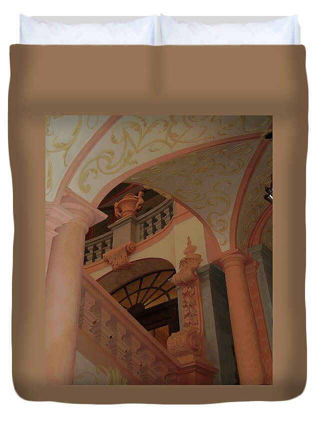 Melk Duvet Cover featuring the photograph Stairway to Geometry Class - Melk, Austria by Lin Grosvenor