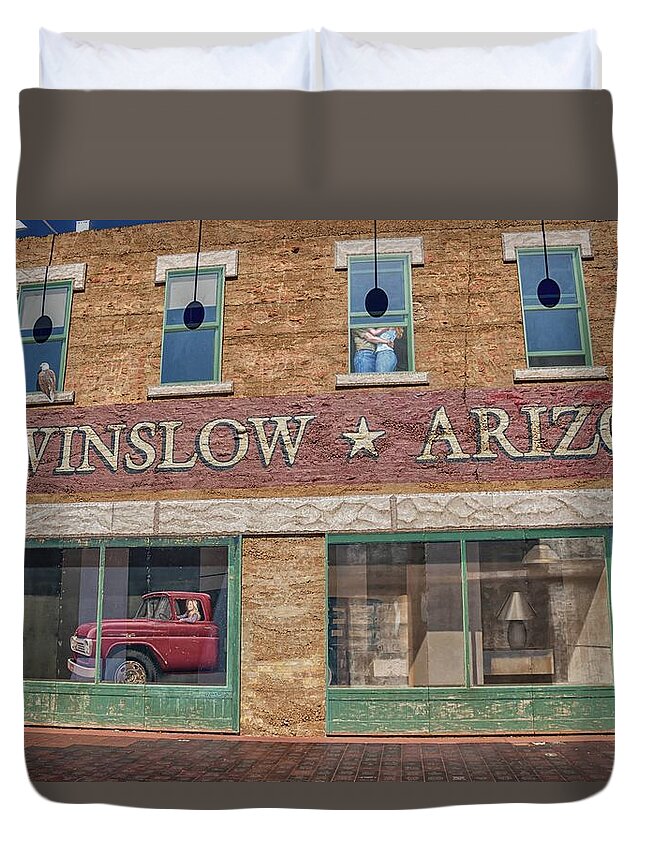 Winslow Duvet Cover featuring the photograph Standin On The Corner In Winslow No. 2 by Marisa Geraghty Photography
