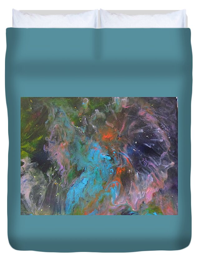 Star Duvet Cover featuring the painting Star Burst by Lorraine Centrella