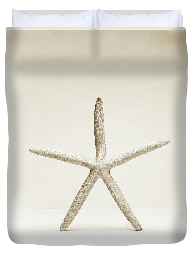 Starfish Duvet Cover featuring the photograph Star Fish Shell, Close-up by Finn Fox