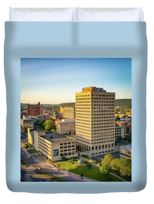 New York Duvet Cover featuring the photograph State Office Building Binghamton by Anthony Giammarino