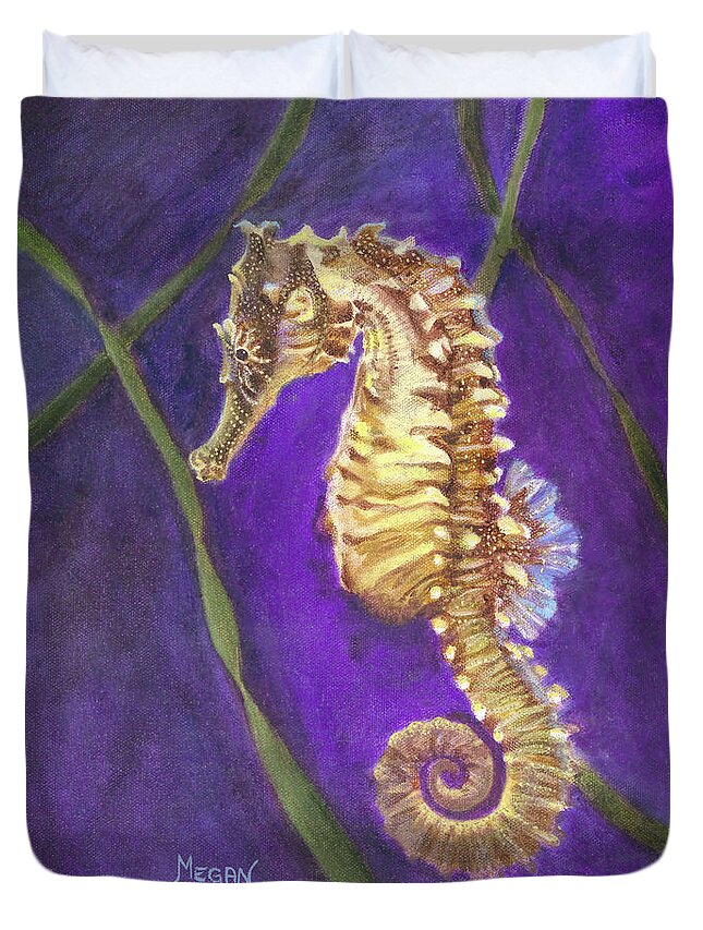 Seahorse Duvet Cover featuring the painting Steadfast by Megan Collins