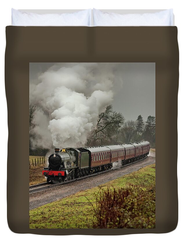 Railroad Track Duvet Cover featuring the photograph Steam Train by Paul C Stokes