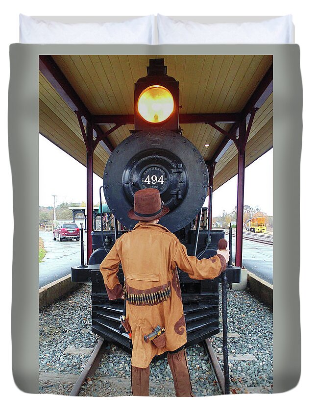 Halloween Duvet Cover featuring the photograph Steampunk Gentleman Costume 6 by Amy E Fraser