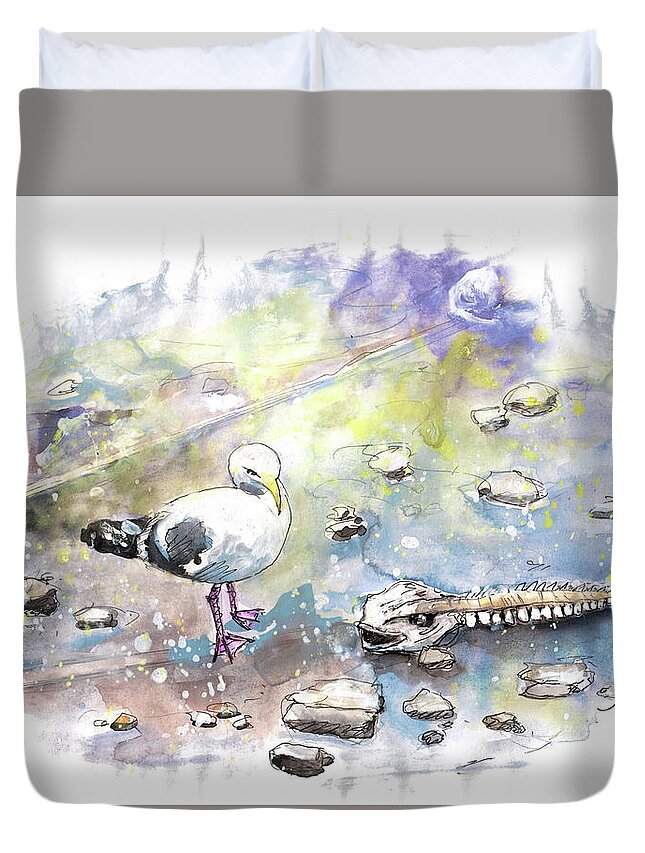 Travel Duvet Cover featuring the painting Still Life In Porthleven by Miki De Goodaboom