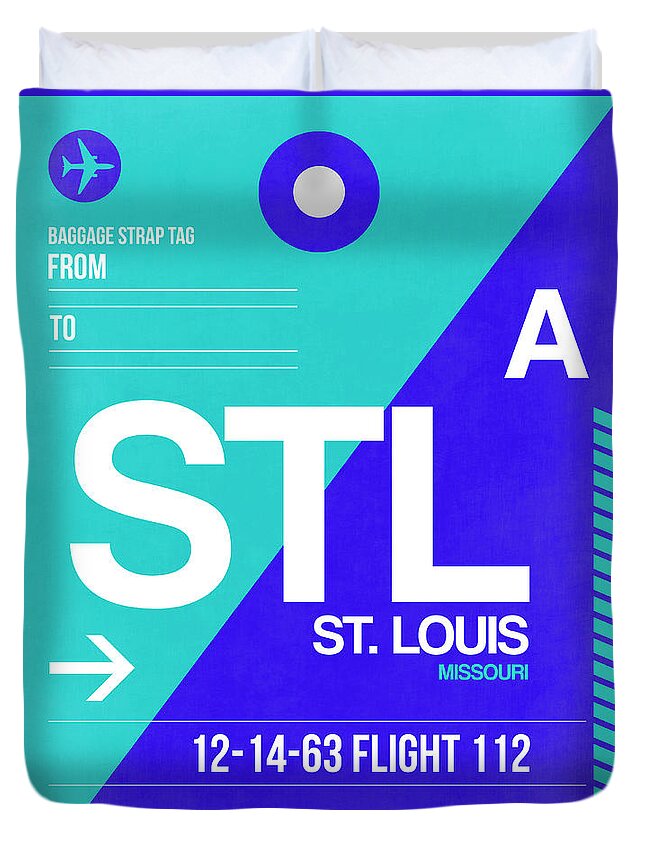 Vacation Duvet Cover featuring the digital art STL St. Louis Luggage Tag II by Naxart Studio