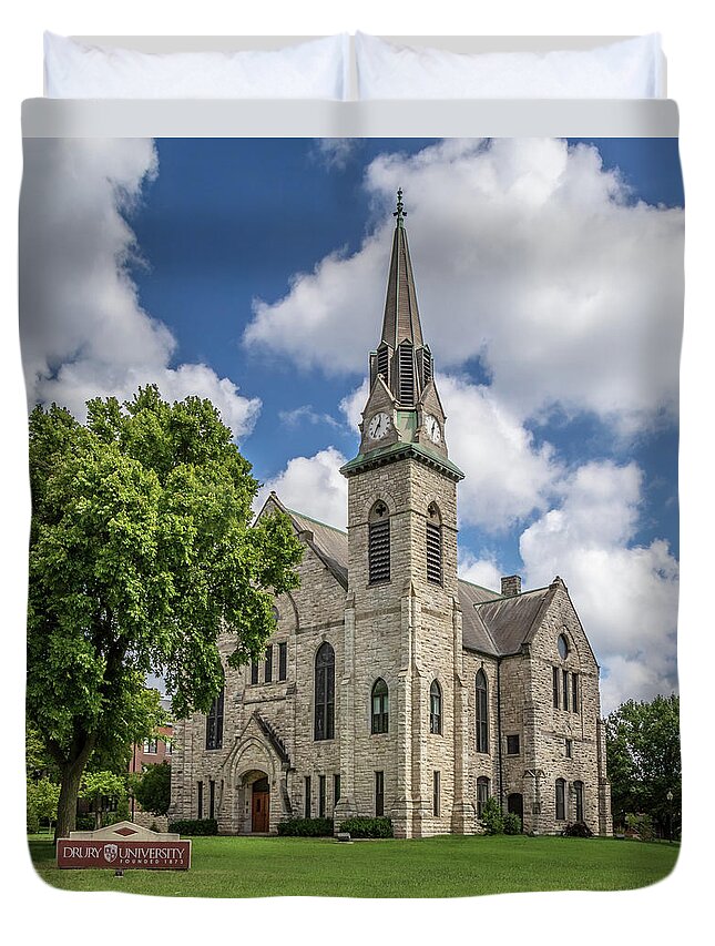 Stone Duvet Cover featuring the photograph Stone Chapel in Summer by Allin Sorenson