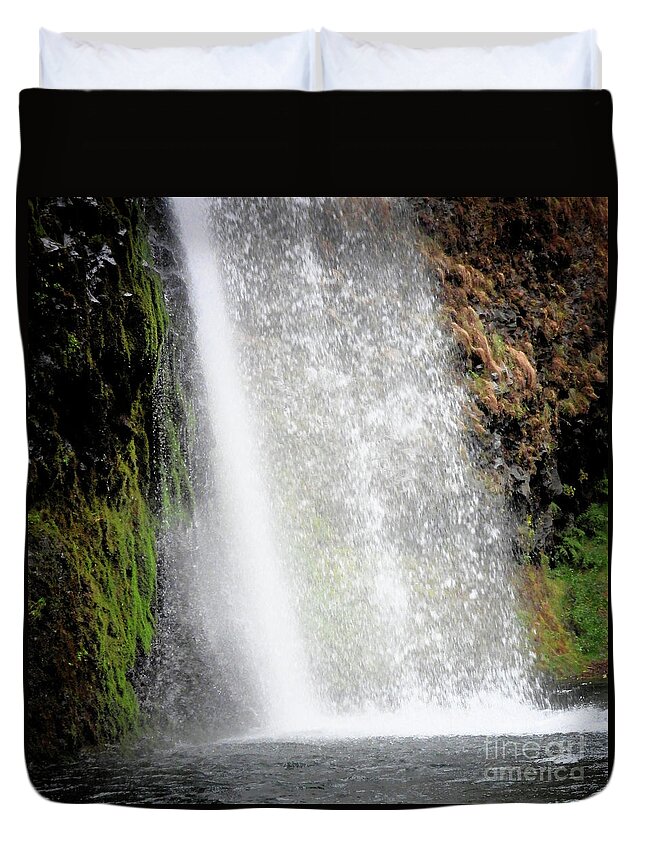 Waterfalls-oregon Duvet Cover featuring the photograph Stop the Action by Scott Cameron