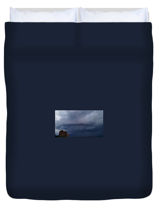Weather Duvet Cover featuring the photograph Storm Approaching the City by Ally White