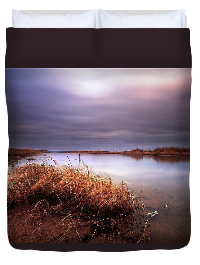 Dundee Duvet Cover featuring the photograph Storm Clouds Over Pond, Tentsmuir Sands by Angus Clyne