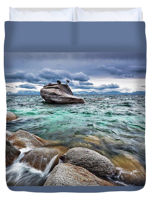 Outdoors Duvet Cover featuring the photograph Storm, Lake Tahoe by Ropelato Photography; Earthscapes