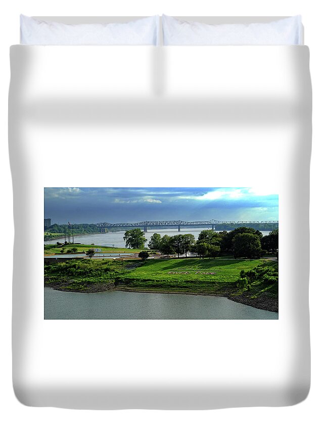 River Duvet Cover featuring the photograph Storms over Mud Island by George Taylor