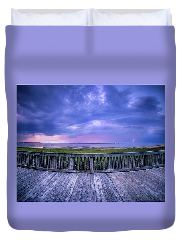 Beach Duvet Cover featuring the photograph Stormy Beach Sunset by Steve Stanger
