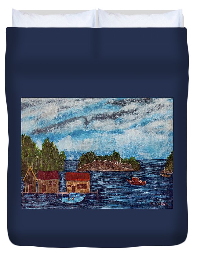 Stormy Duvet Cover featuring the painting Stormy Day by Randy Sylvia