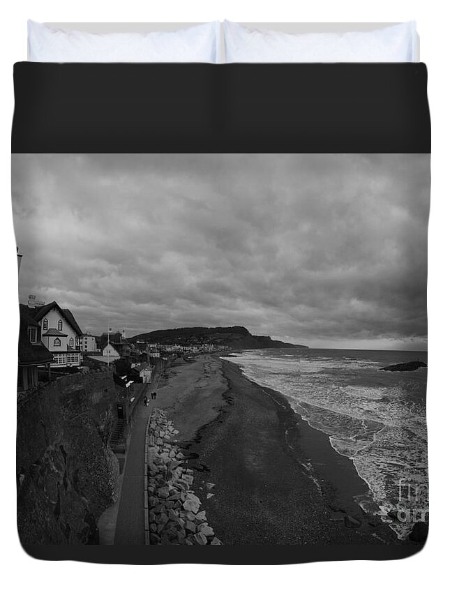 Sidmouth Duvet Cover featuring the photograph Stormy Sidmouth by Andy Thompson