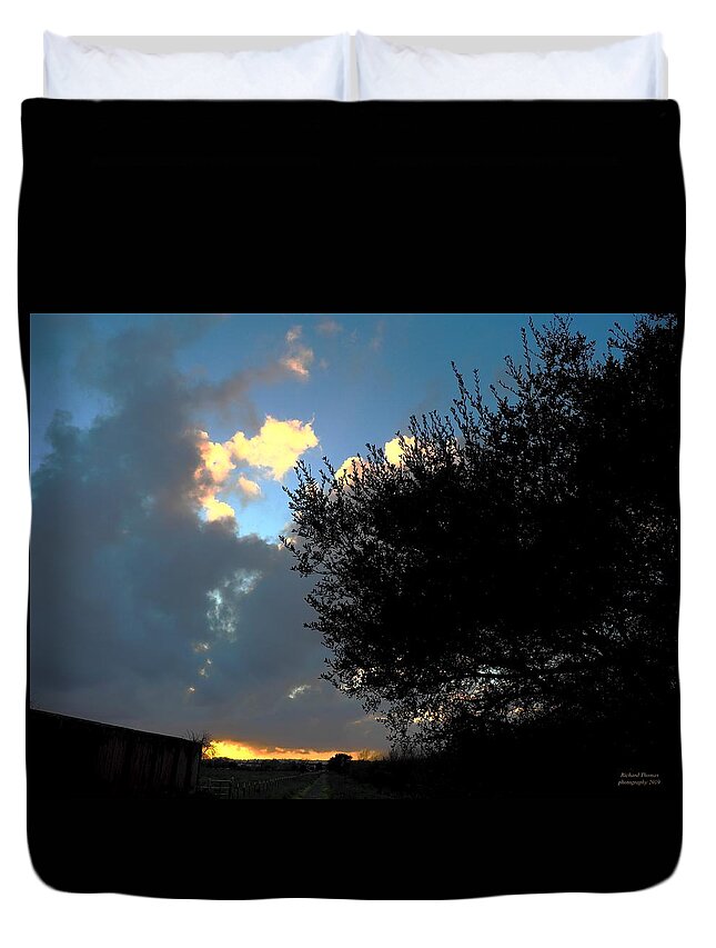 Weather Duvet Cover featuring the photograph Stormy Sundown by Richard Thomas