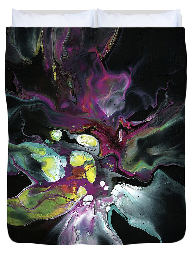 Acrylic Duvet Cover featuring the painting Strange Gravity by KC Pollak