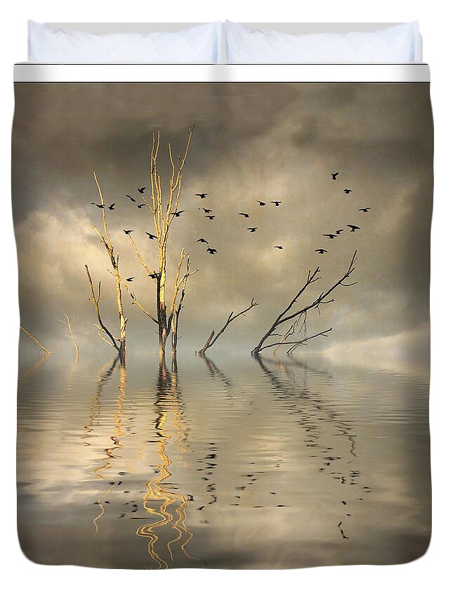 Barren Tree Duvet Cover featuring the photograph Submerged by Peggy Dietz