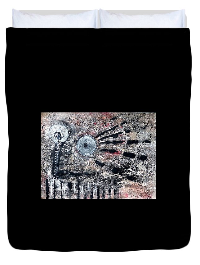 Black Duvet Cover featuring the painting Succinct by 'REA' Gallery