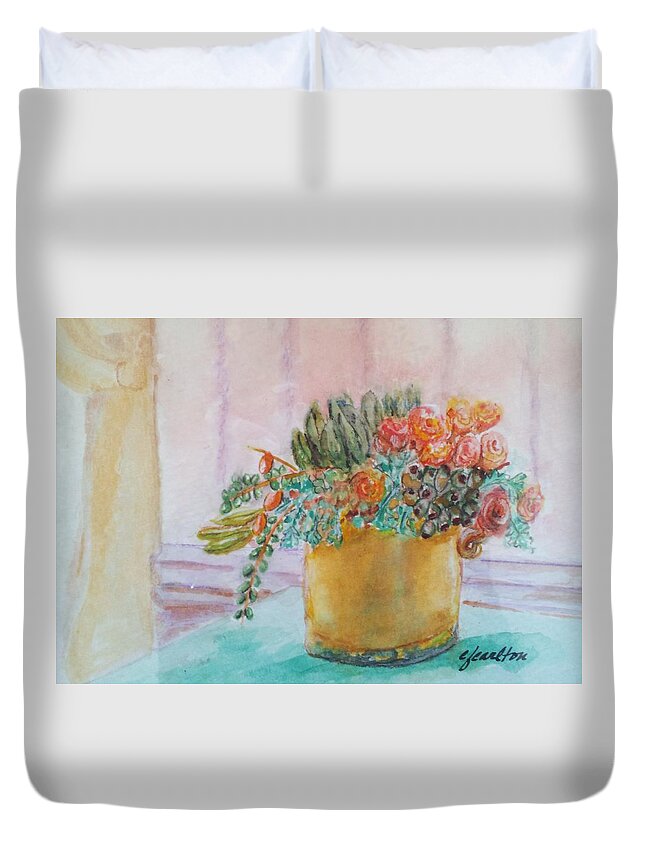 Succulent Duvet Cover featuring the painting Succulent Color by Claudette Carlton