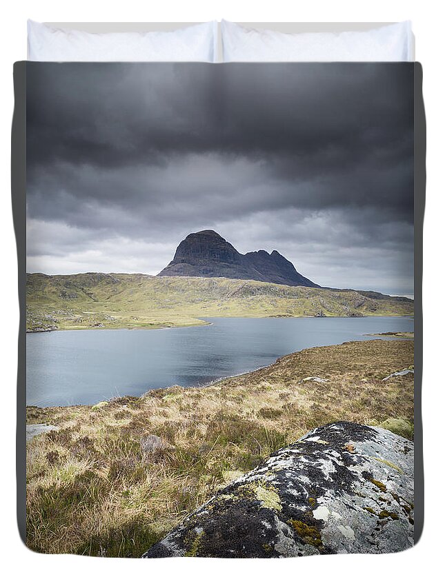 Landscape Duvet Cover featuring the photograph Suilven on a stormy day by Anita Nicholson