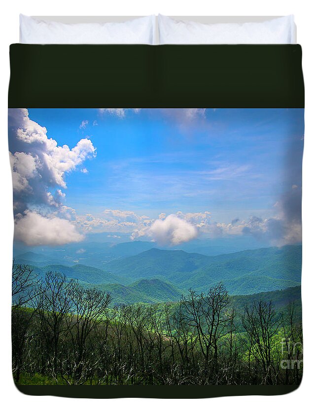 Summer Duvet Cover featuring the photograph Summer Mountain View by Tom Claud