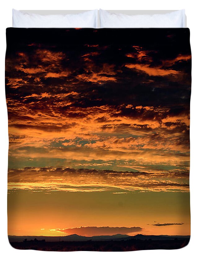 Fuji Duvet Cover featuring the photograph Summer Sunset by Charles Muhle