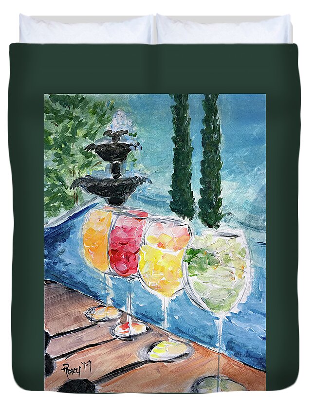 Wine Duvet Cover featuring the painting Summer Wine by Roxy Rich