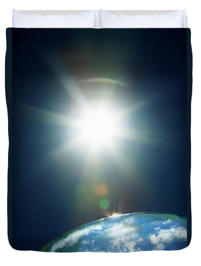 Majestic Duvet Cover featuring the photograph Sun & Earth by Yuji Sakai