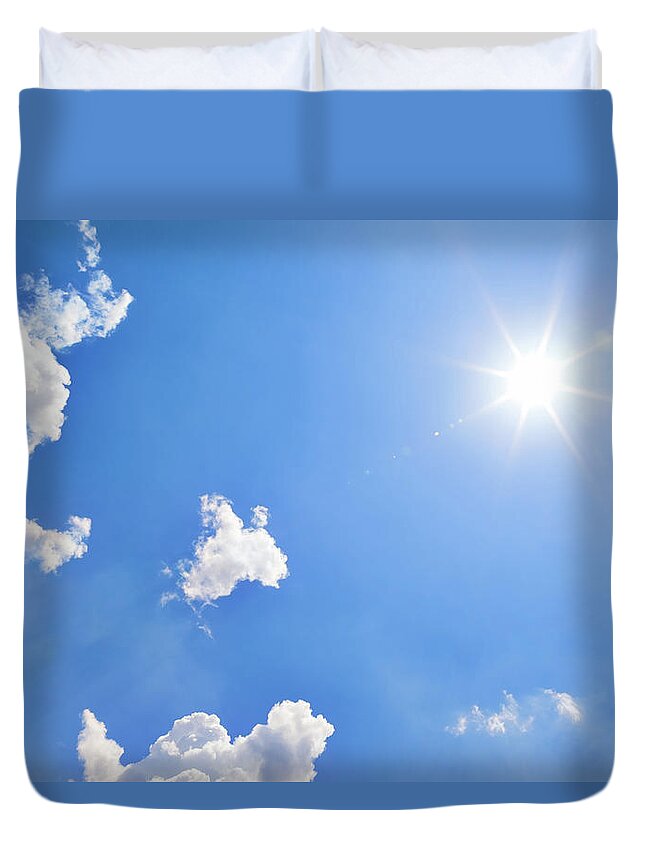 Scenics Duvet Cover featuring the photograph Sun, Clouds And Sky by Dimitris66