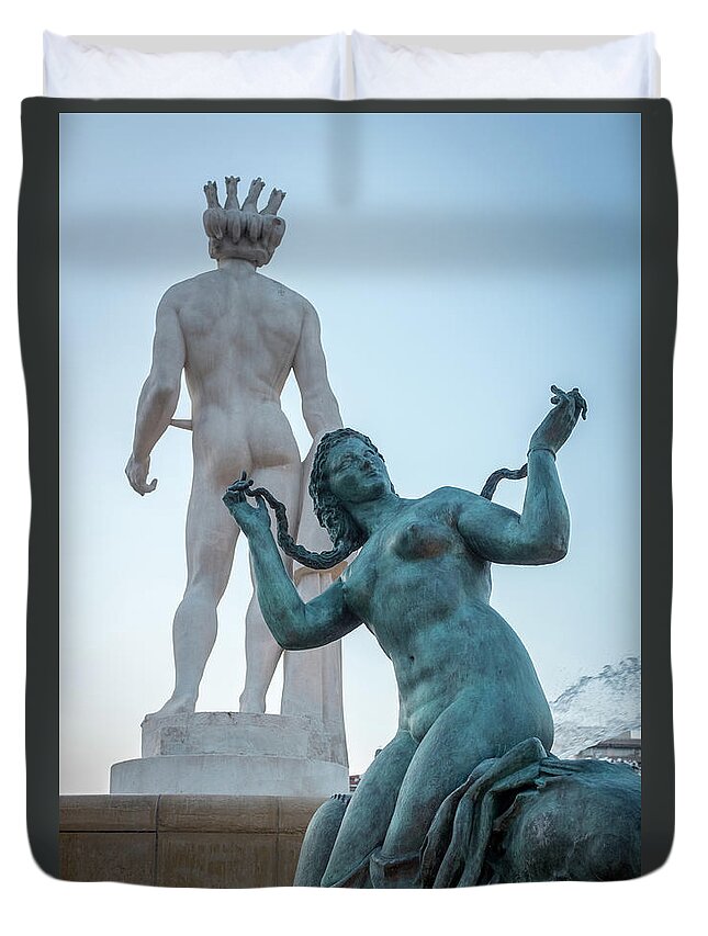 Apollo Duvet Cover featuring the photograph Sun Fountain by Nigel R Bell