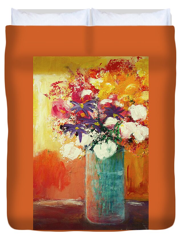 Kitchen Duvet Cover featuring the painting Sunny Window by Linda Bailey