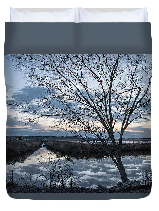 Sunrise Duvet Cover featuring the photograph Sunrise - Blackwater NWR by John Greco