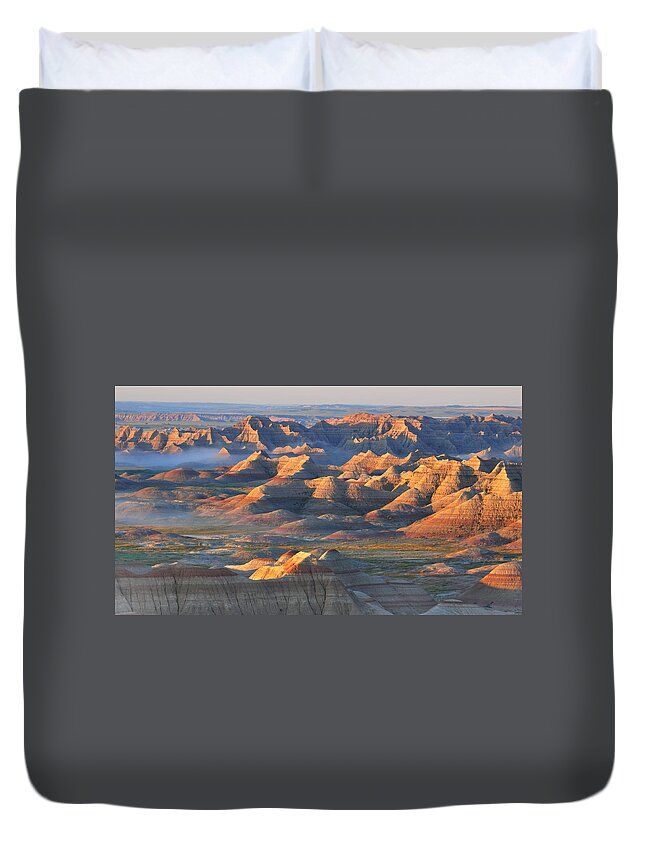 Scenics Duvet Cover featuring the photograph Sunrise In Banded Canyon by A L Christensen