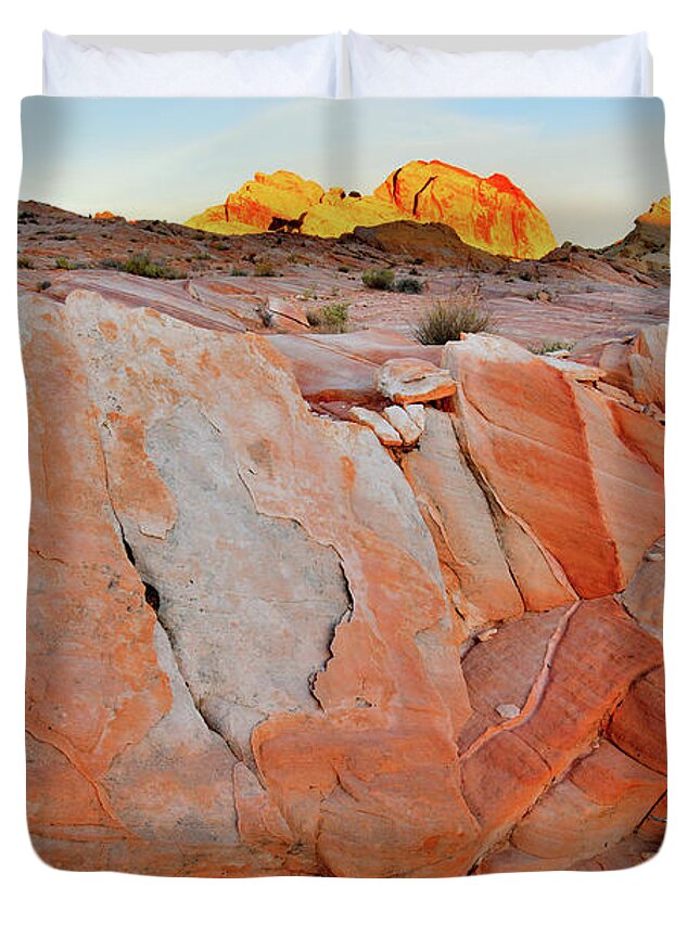 Valley Of Fire State Park Duvet Cover featuring the photograph Sunrise on Valley of Fire State Park by Ray Mathis